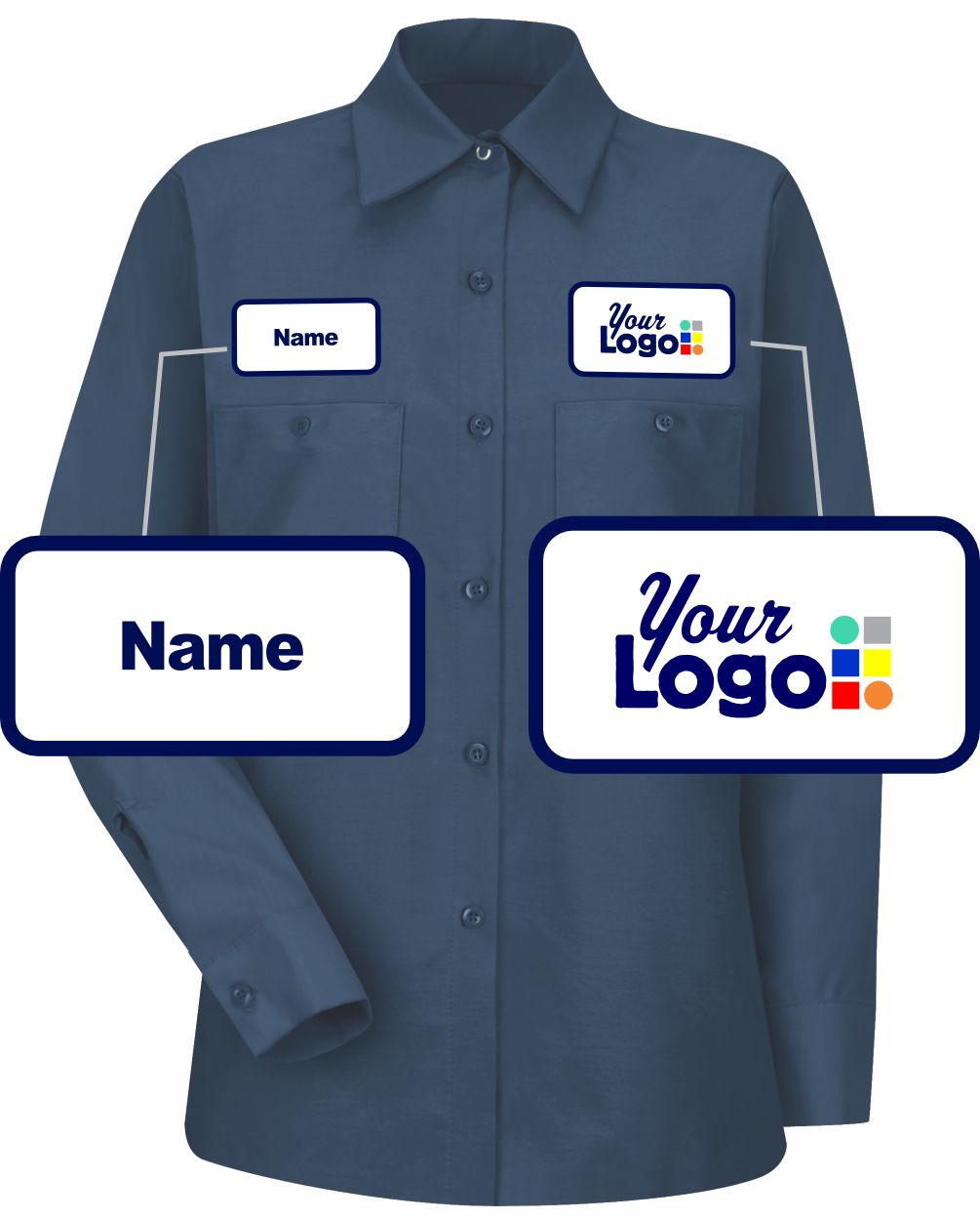 RedKap S/S Solid Custom Work Shirt, color: Navy