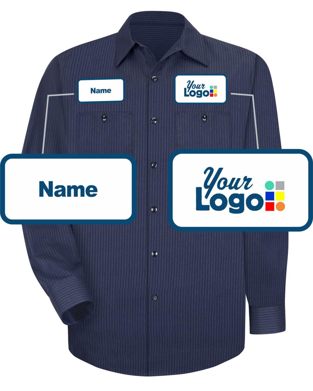 RedKap L/S DuraStripe Custom Work Shirt, color: Navy/Light Blue Twinstripe