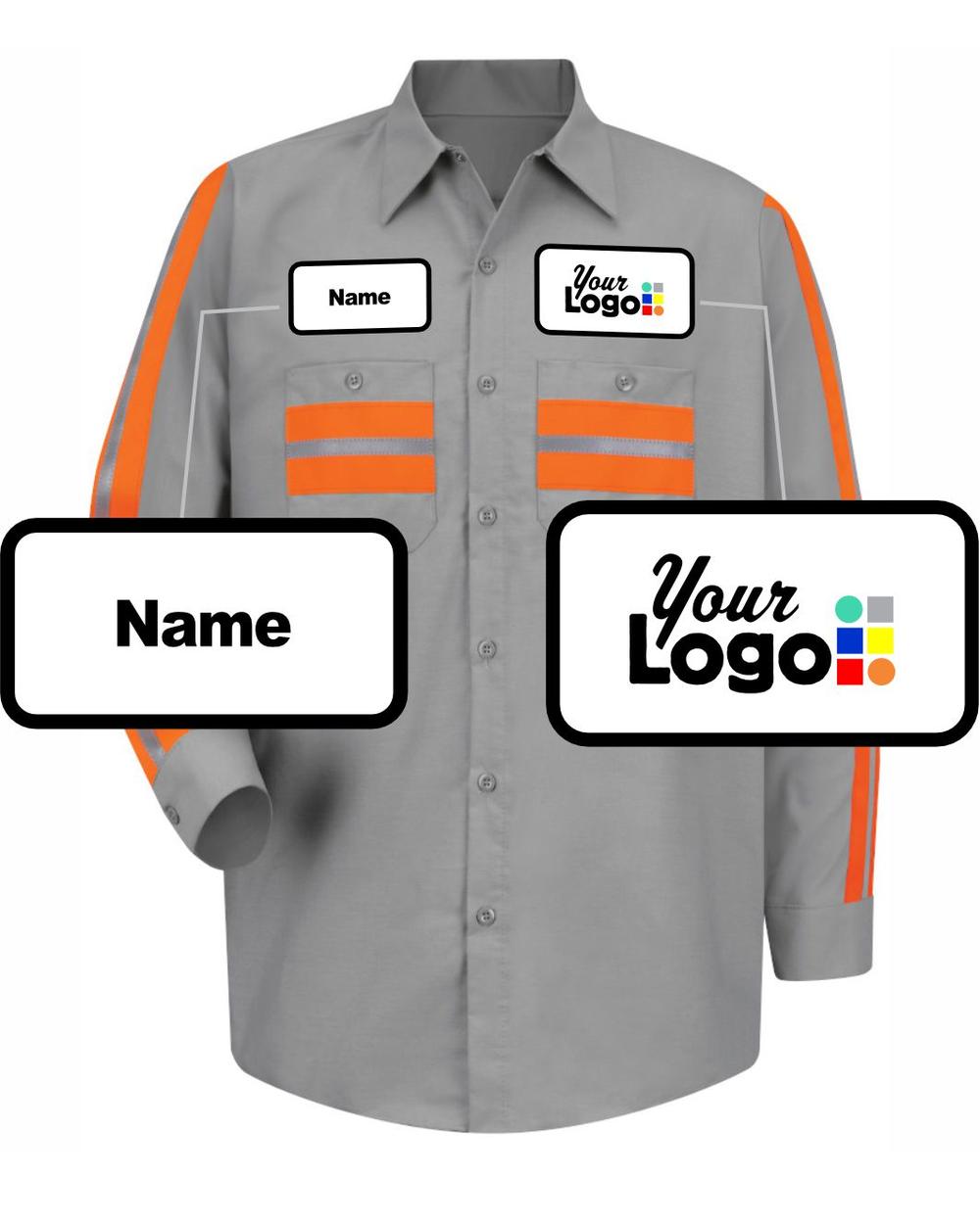 RedKap L/S Hi-Vis Industrial Custom Work Shirt, color: Light Grey