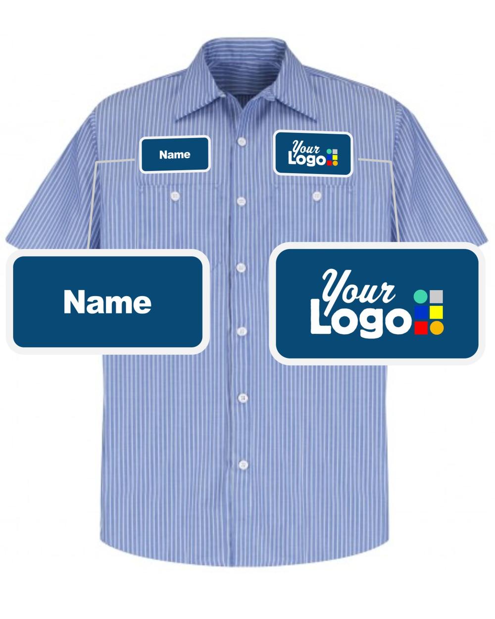 RedKap S/S Stripe Custom Work Shirt, color: GM Blue/White Stripe