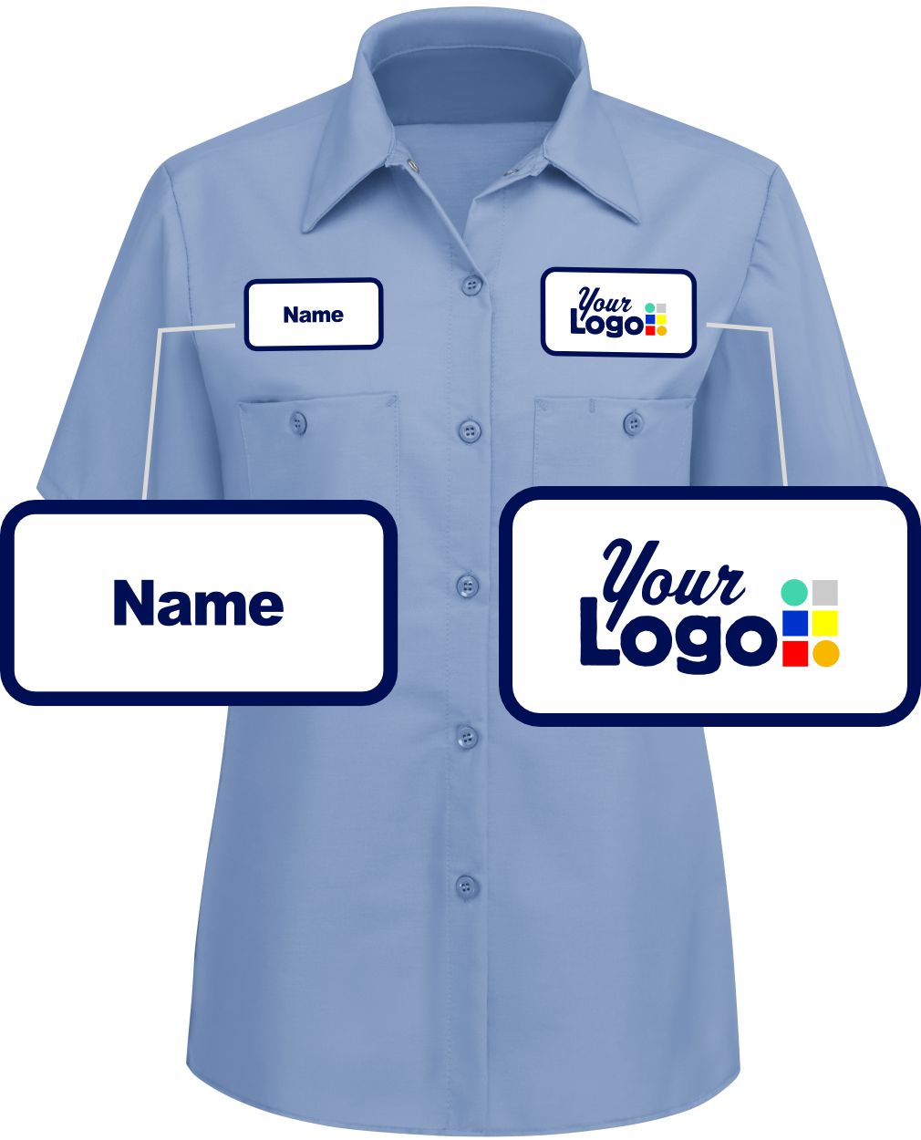 RedKap S/S Solid Custom Work Shirt, color: Light Blue