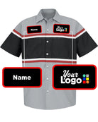 RedKap S/S Technician Custom Work Shirt, color: Grey/Black/Red