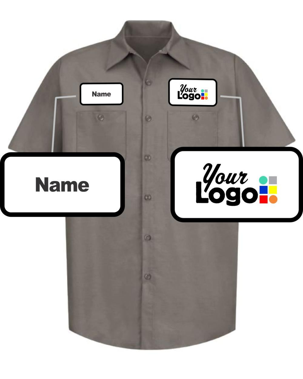 RedKap S/S Solid Custom Work Shirt, color: Grey