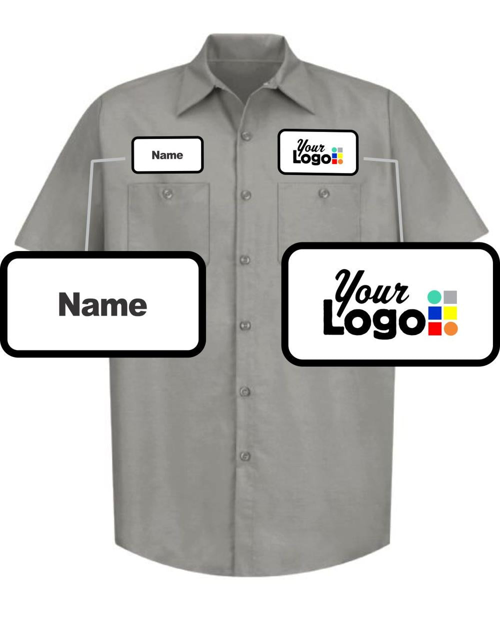 RedKap S/S Solid Custom Work Shirt, color: Light Grey