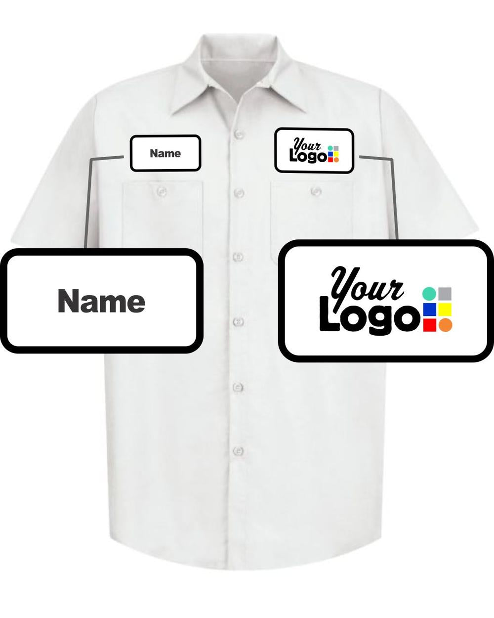 RedKap S/S Solid Custom Work Shirt, color: White