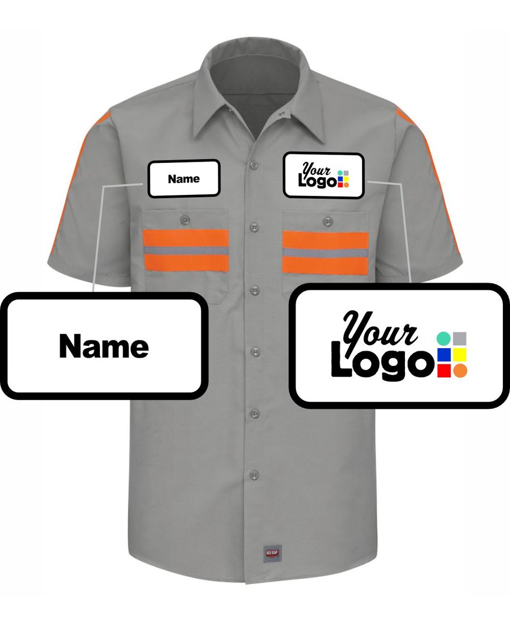 RedKap S/S Hi-Vis Industrial Custom Work Shirt, color: Light Grey