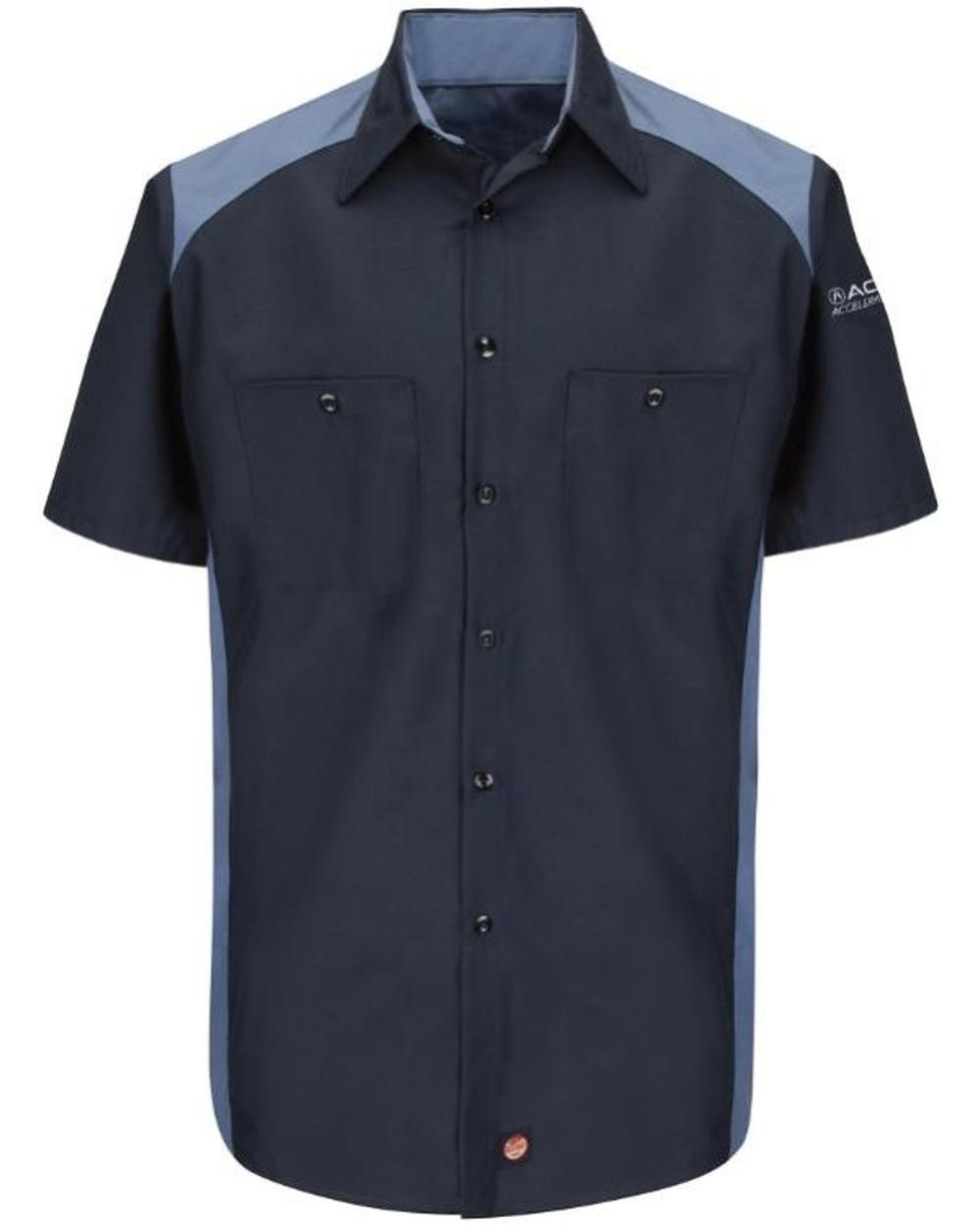 RedKap S/S Accelerated Technician Automotive Shirt, color: Navy/Postman Blue
