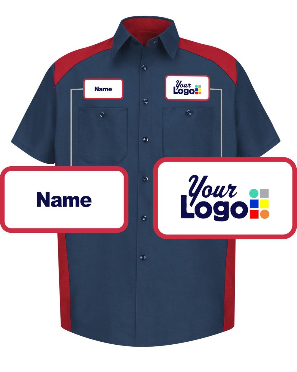 RedKap S/S Motorsports Custom Work Shirt, color: Navy/Red