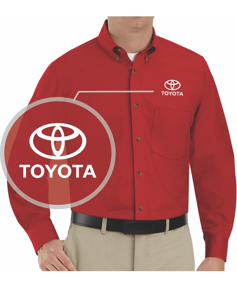 RedKap L/S Toyota Service Advisor Automotive Shirt, color: Red