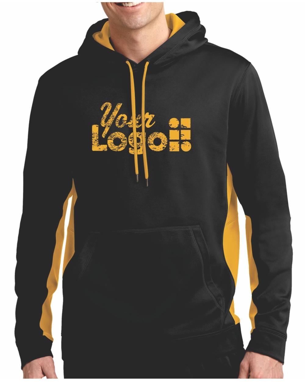 Sport-Tek ColorBlock Custom Hoodie, color: Black/Gold