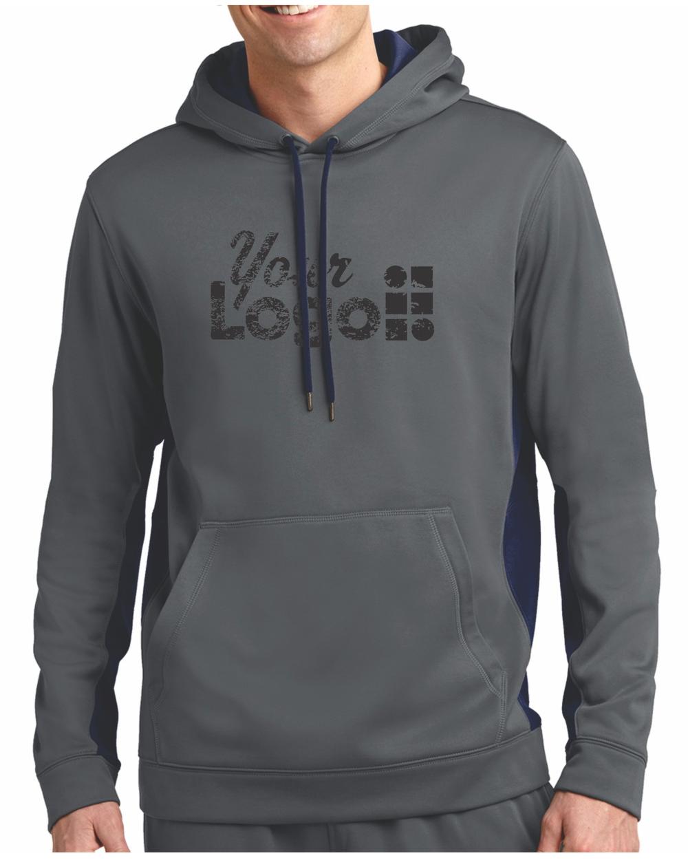 Sport-Tek ColorBlock Custom Hoodie, color: Dark Smoke Grey/Navy