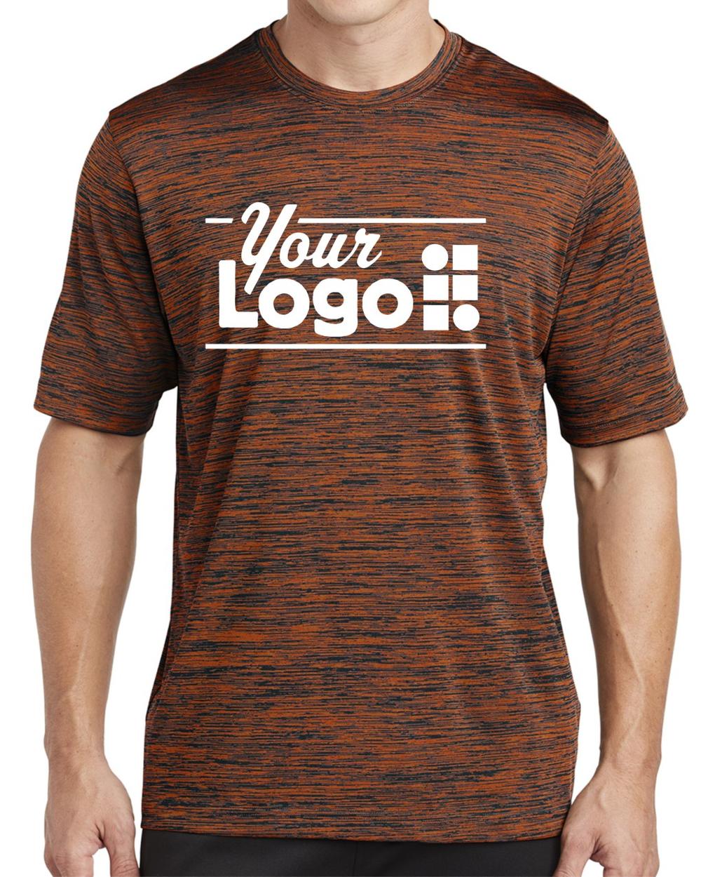 Sport-Tek S/S Electric Heather Custom T-Shirt, color: Deep Orange-Black Electric