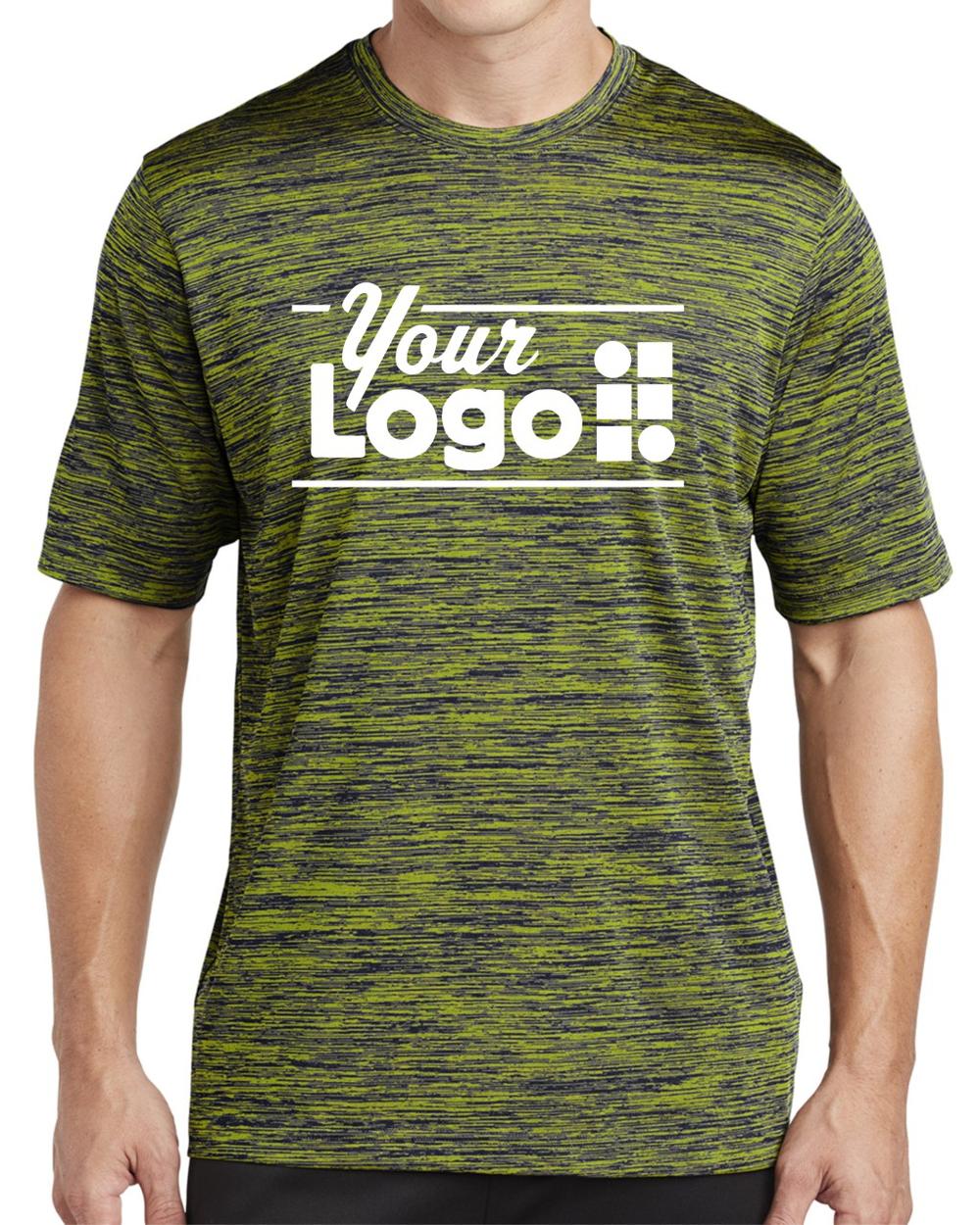 Sport-Tek S/S Electric Heather Custom T-Shirt, color: Lime Shock-True Navy Electric