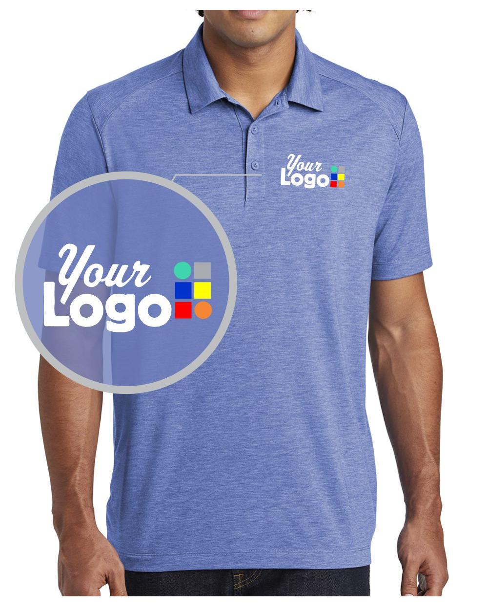 Sport-Tek S/S PosiCharge Tri-Blend Wicking Custom Golf Shirt, color: True Royal Heather