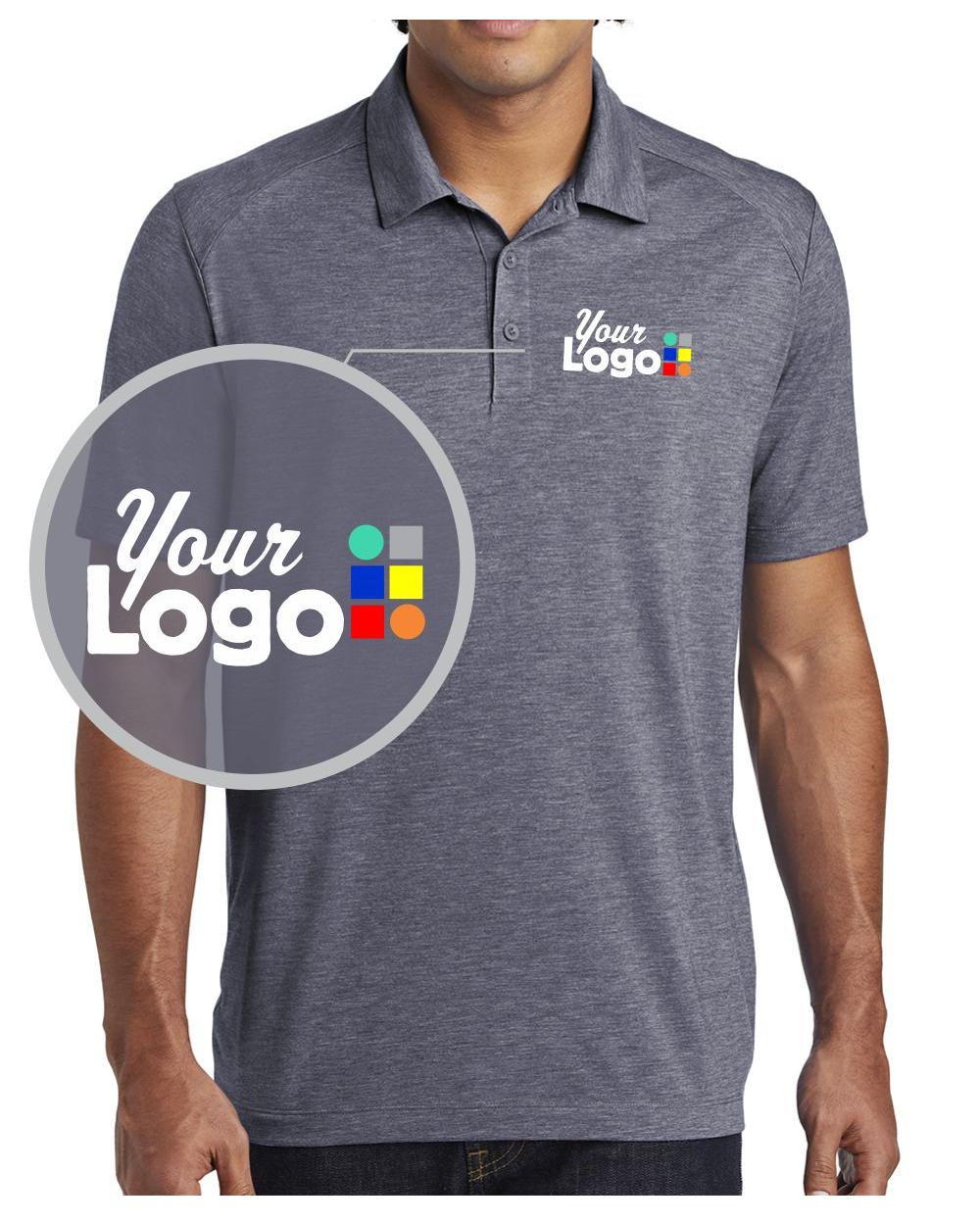 Sport-Tek S/S PosiCharge Tri-Blend Wicking Custom Golf Shirt, color: True Navy Heather