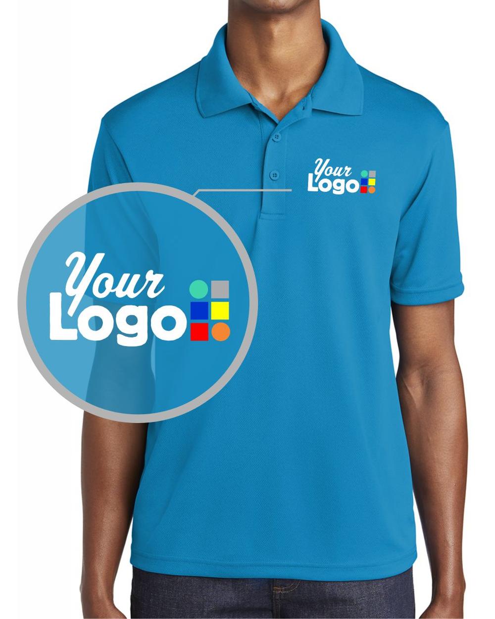 Sport-Tek S/S Posicharge Racermesh Custom Golf Shirt, color: Pond Blue