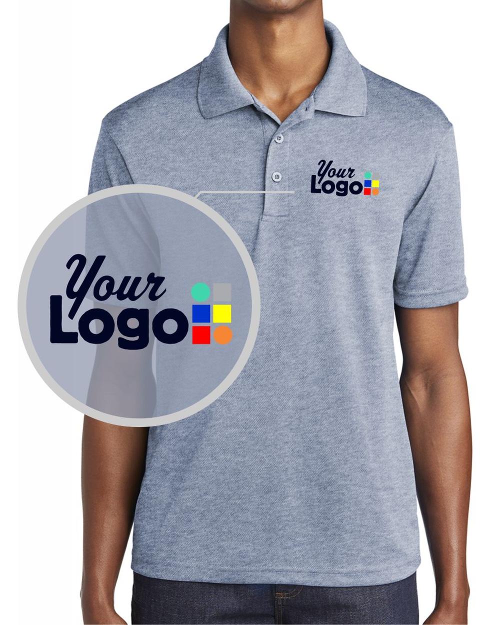 Sport-Tek S/S Posicharge Racermesh Custom Golf Shirt, color: True Navy Heather