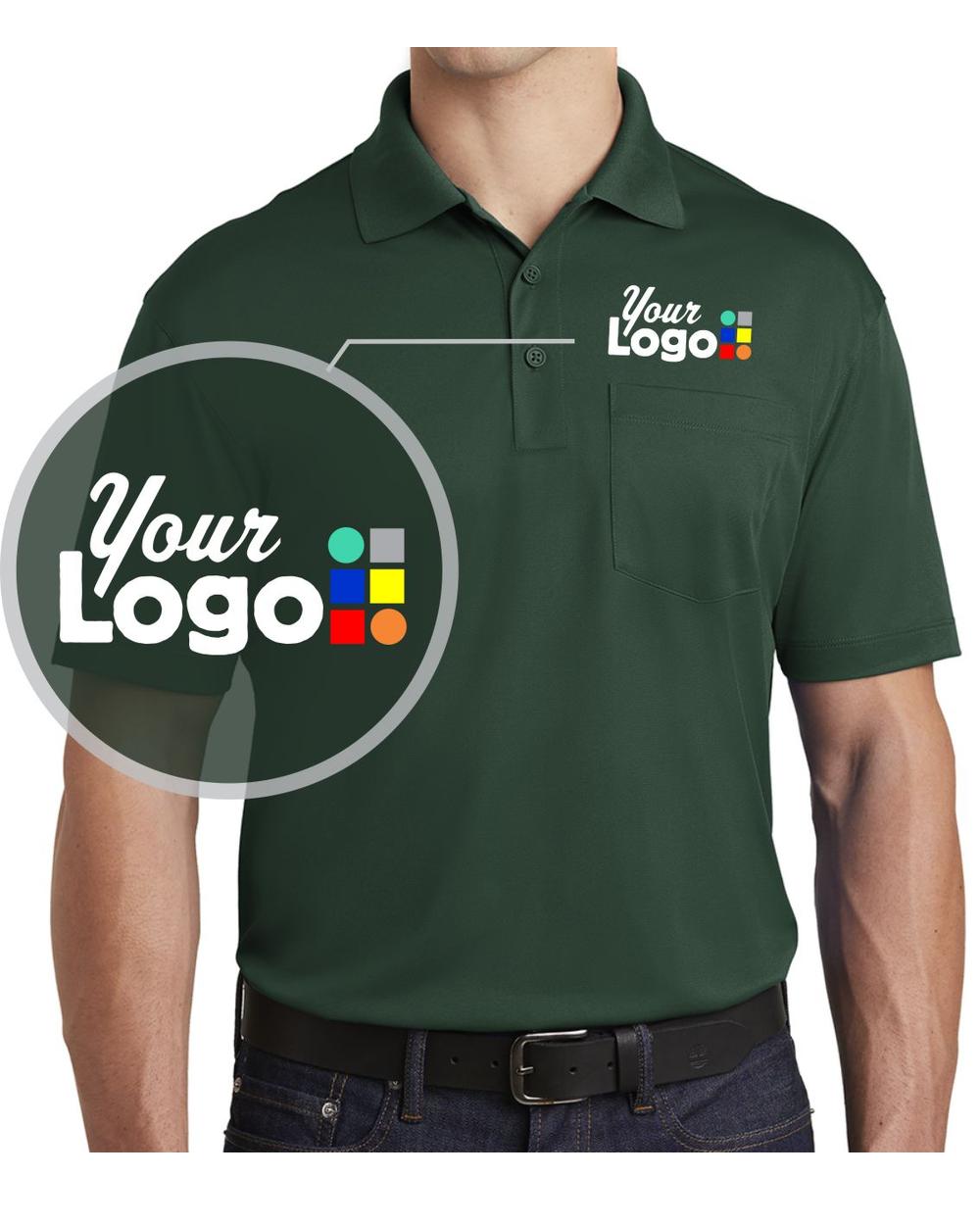 Sport-Tek S/S Micropique Pocket Custom Golf Shirt, color: Forest Green