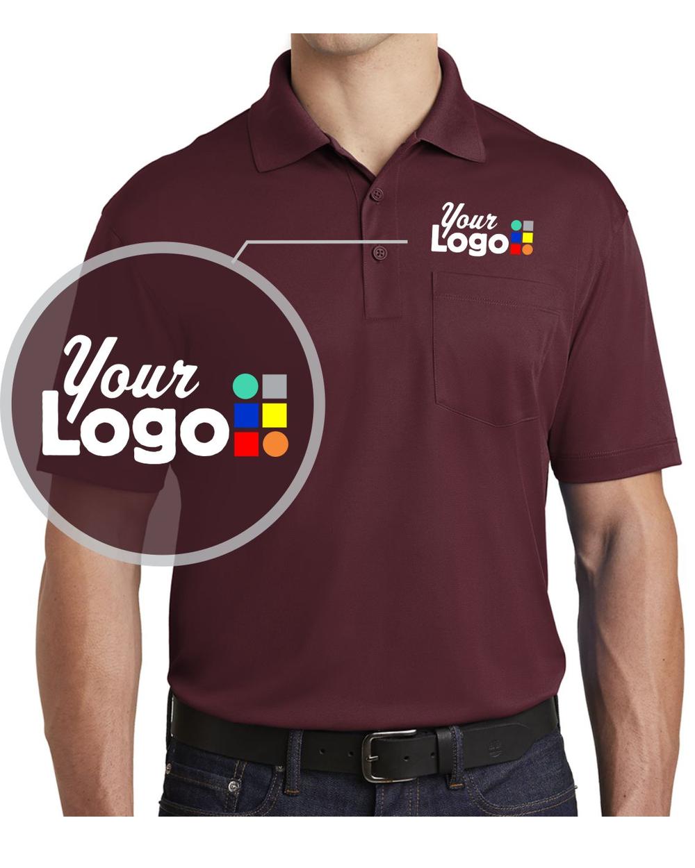 Sport-Tek S/S Micropique Pocket Custom Golf Shirt, color: Maroon