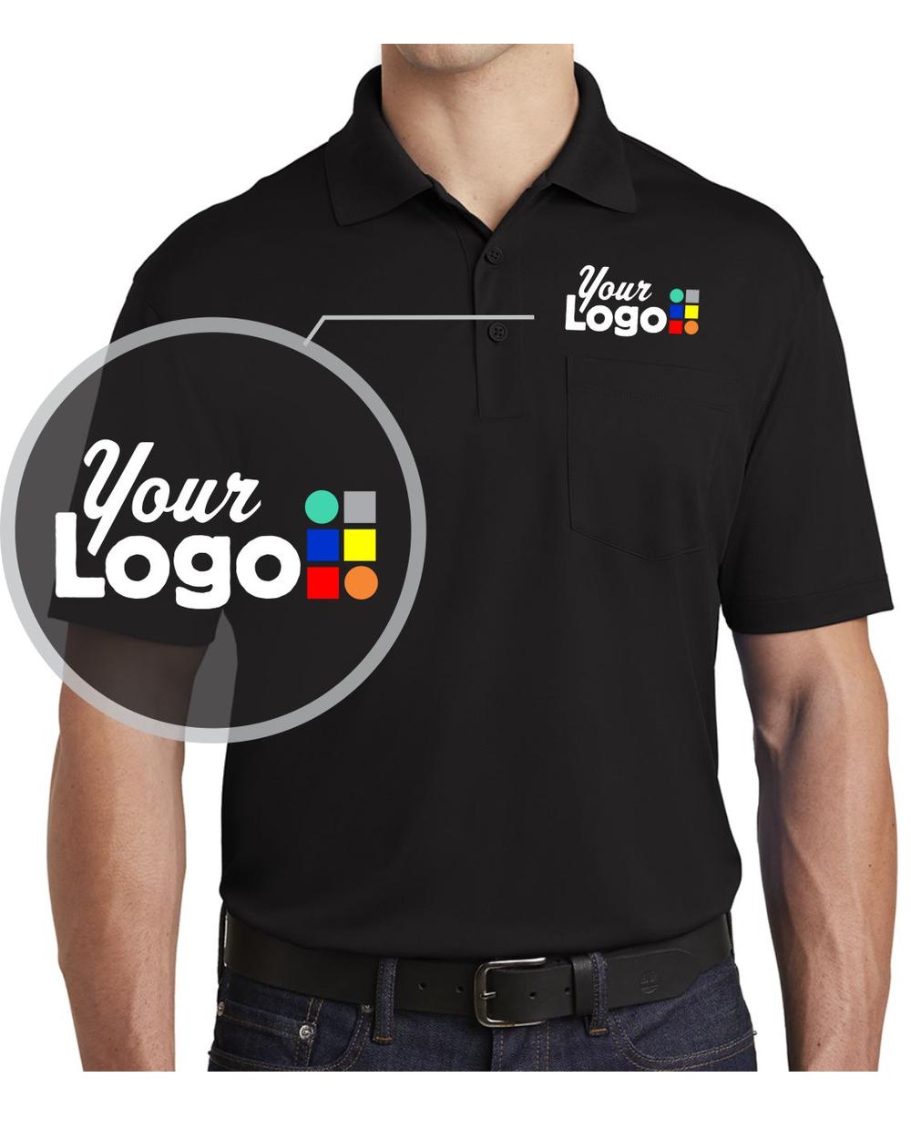 Sport-Tek S/S Micropique Pocket Custom Golf Shirt, color: Black