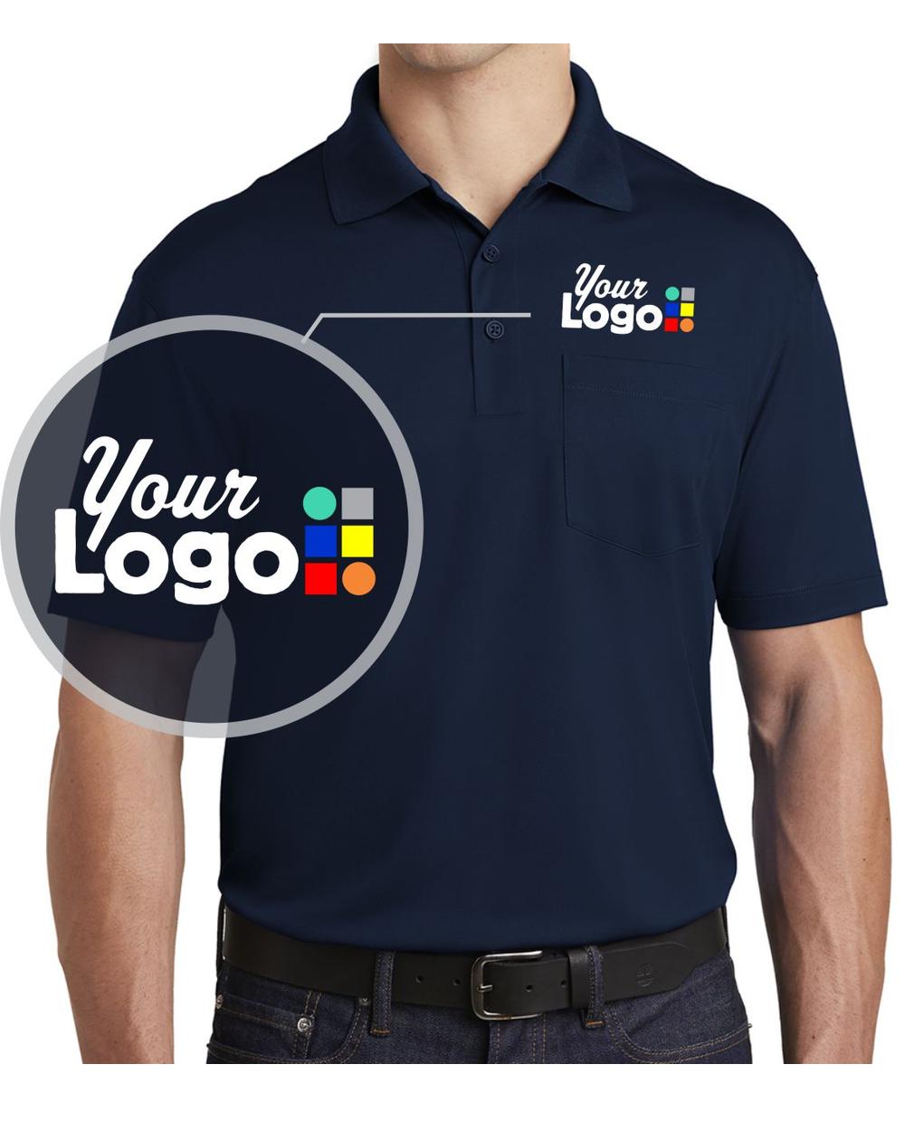 Sport-Tek S/S Micropique Pocket Custom Golf Shirt, color: True Navy