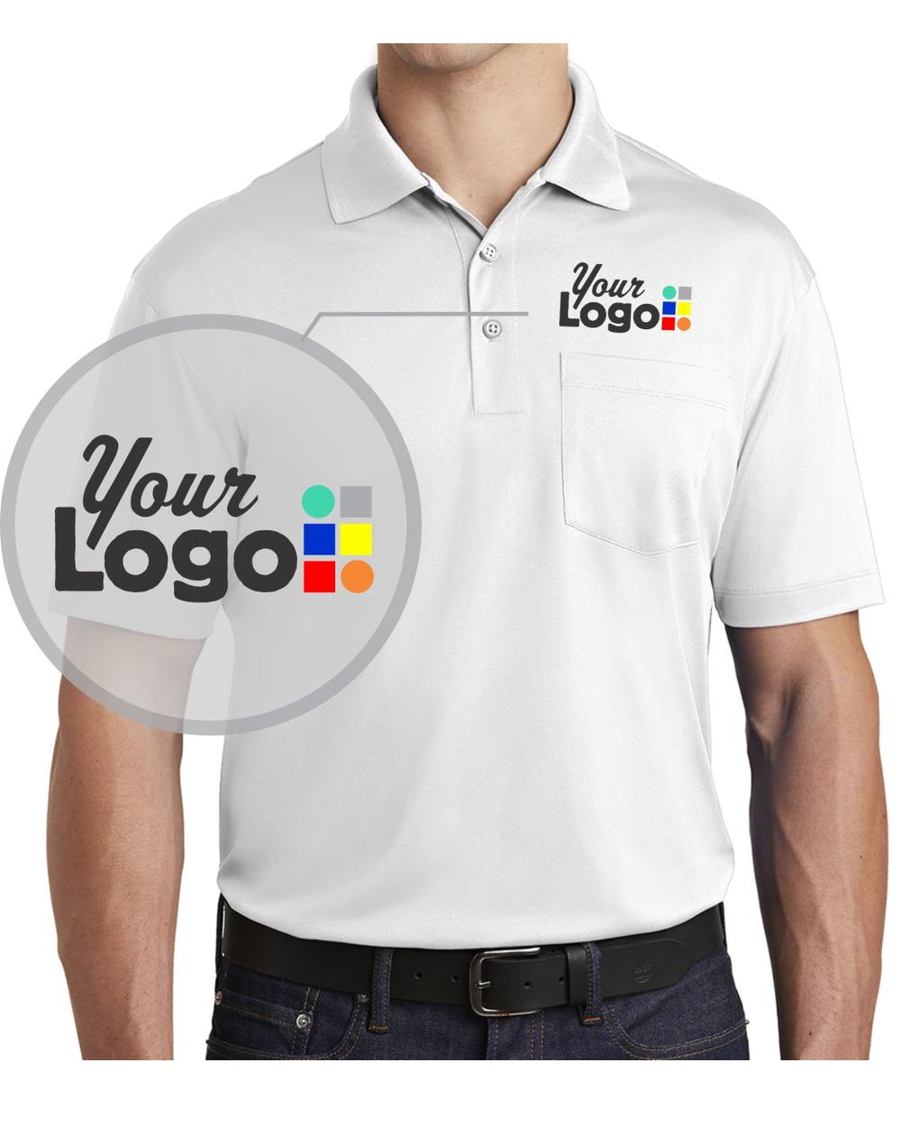 Sport-Tek S/S Micropique Pocket Custom Golf Shirt, color: White