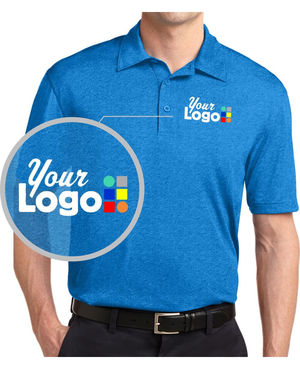 Sport-Tek S/S Heather Contender Custom Golf Shirt, color: Blue Wake Heather