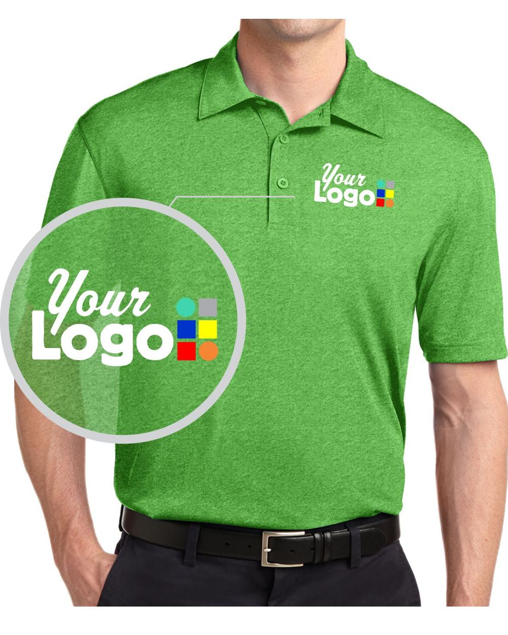 Sport-Tek S/S Heather Contender Custom Golf Shirt, color: Turf Green Heather