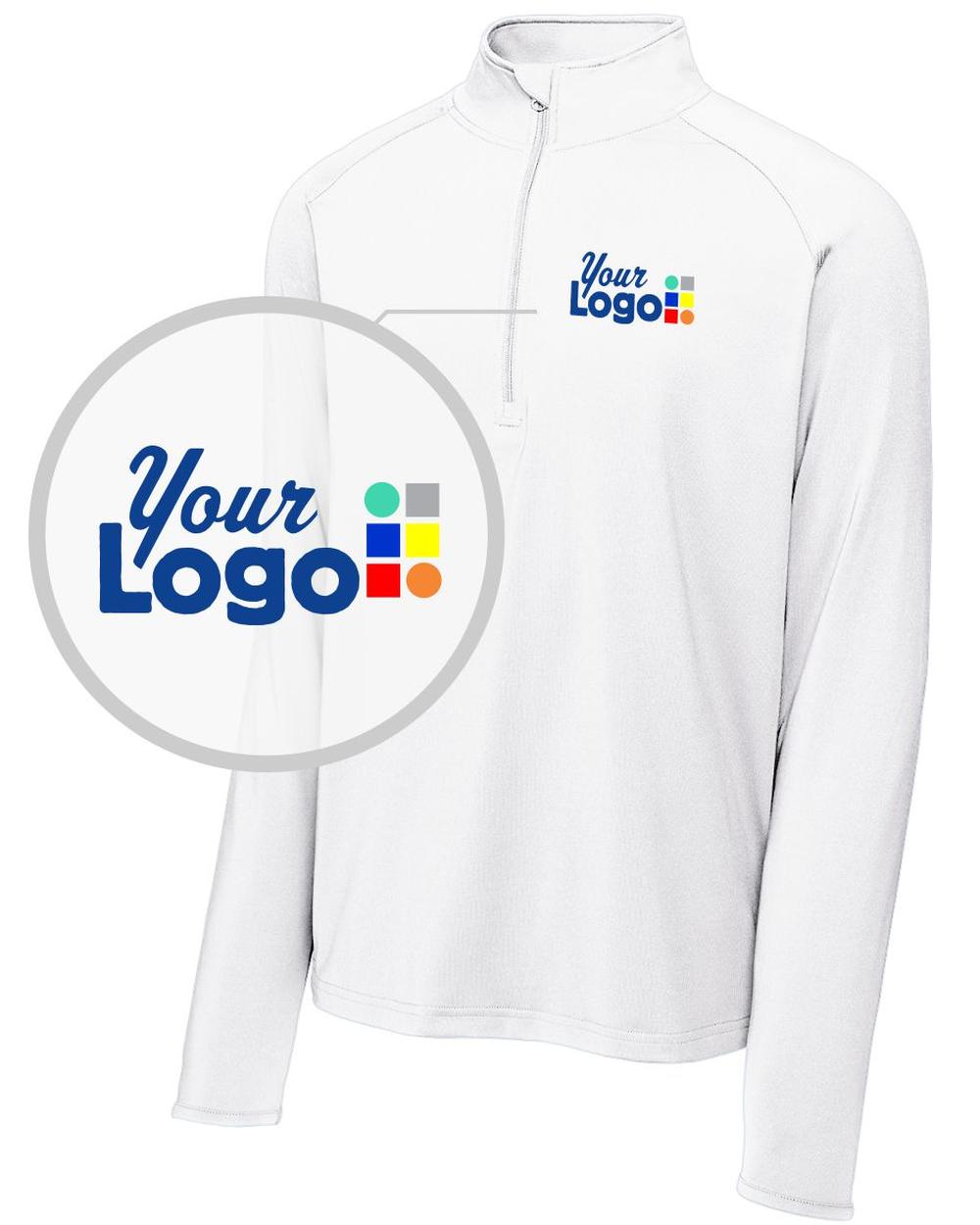 Sport-Tek Sport-Wick Stretch 1/4 Zip Custom Pullover, color: White