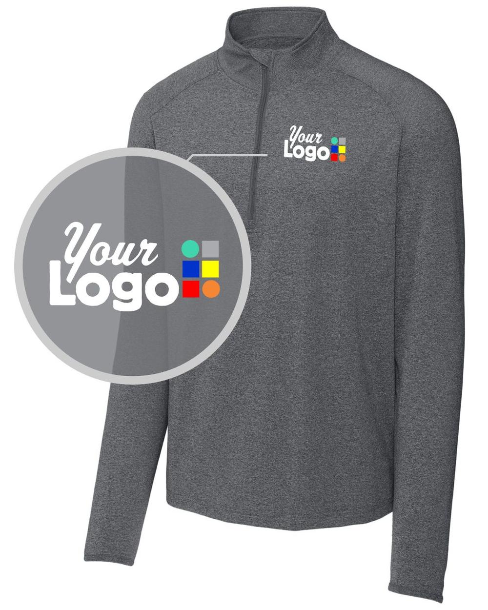 Sport-Tek Sport-Wick Stretch 1/4 Zip Custom Pullover, color: Charcoal Grey Heather