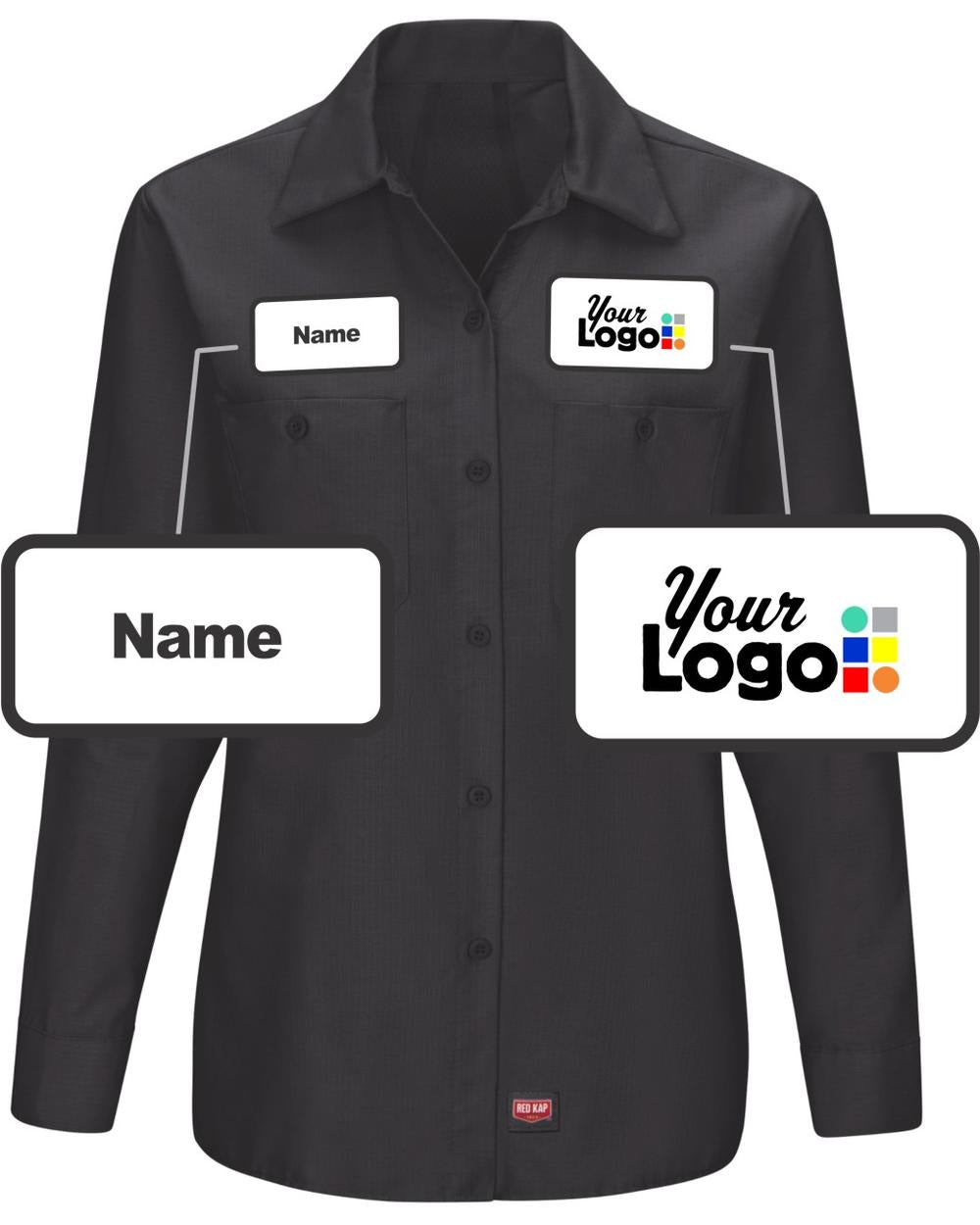 RedKap Women's L/S MIMIX for Her Custom Work Shirt, color: Black