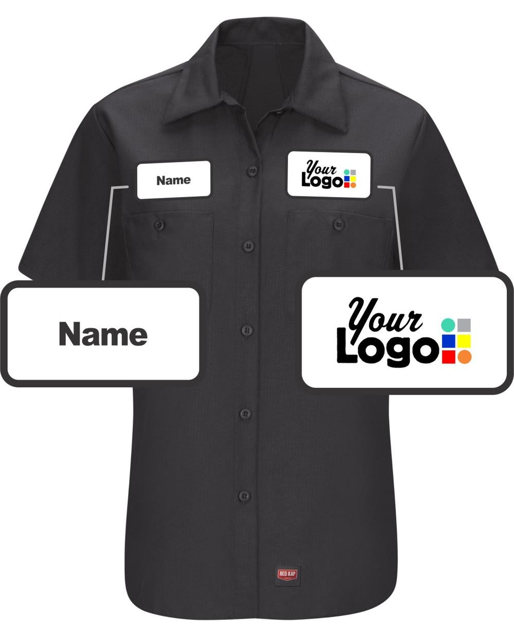 RedKap Women's S/S MIMIX For Her Custom Work Shirt, color: Black