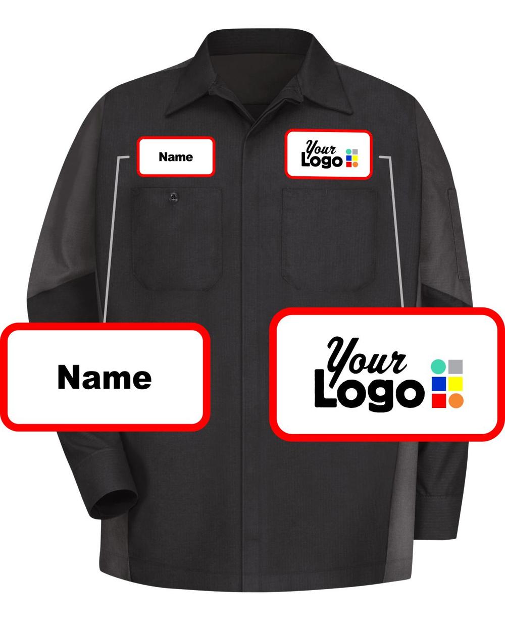 RedKap L/S Crew Custom Work Shirt, color: Black/Charcoal