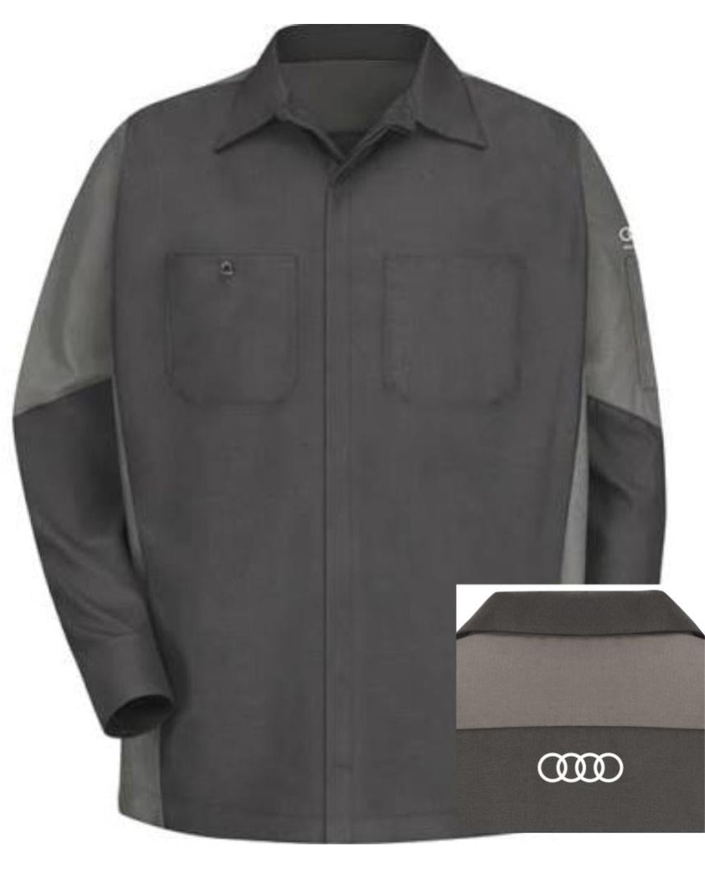 RedKap L/S Audi Tech Automotive Shirt, color: Charcoal/Light Grey