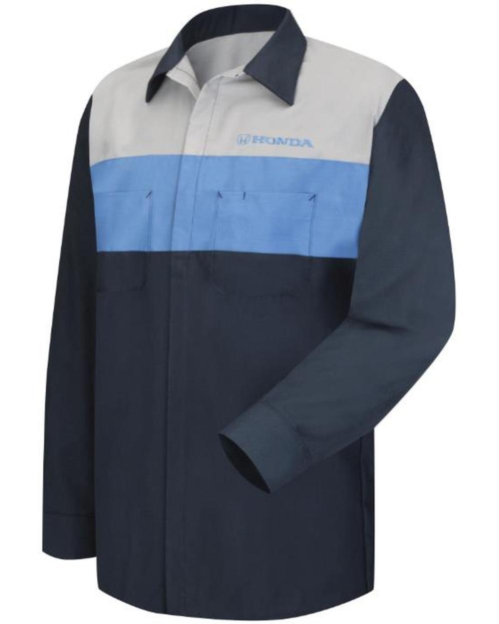 RedKap L/S Honda Technician Automotive Shirt, color: Navy/Light Grey