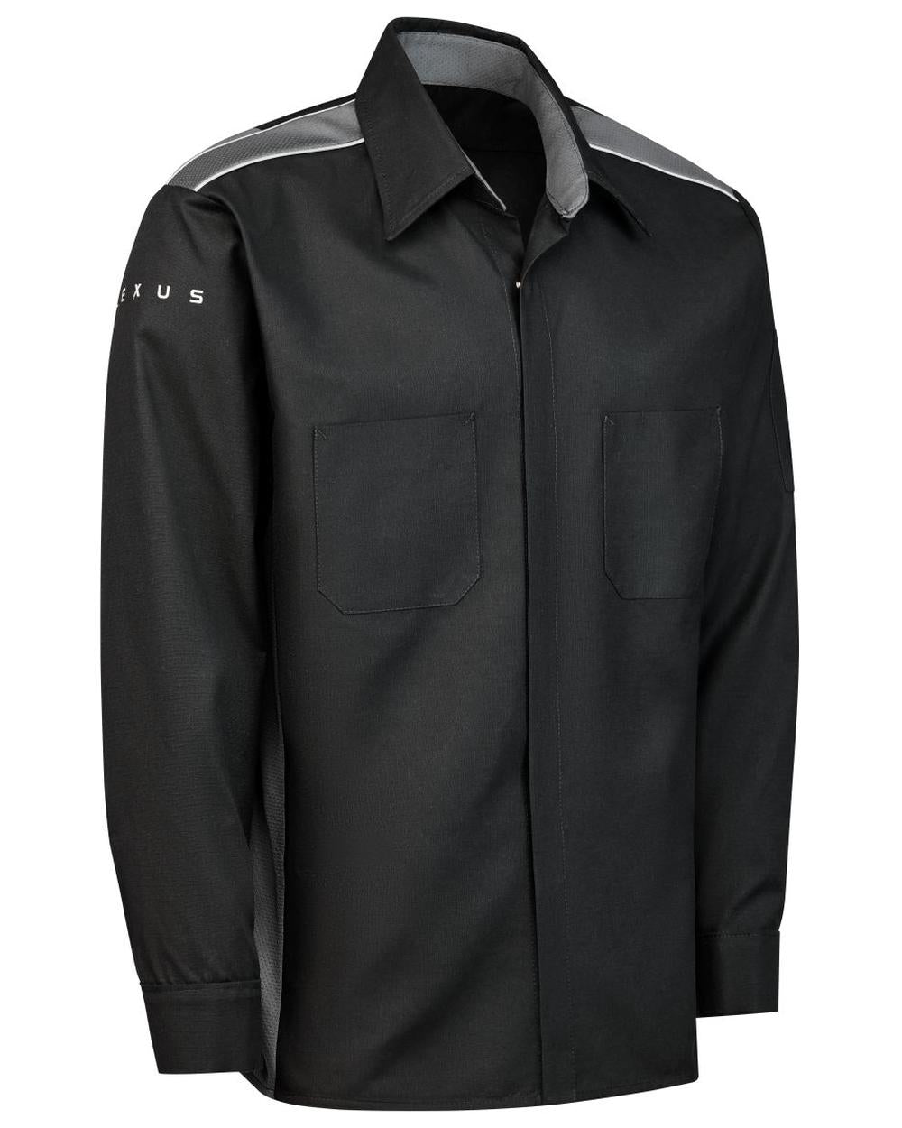 RedKap L/S Technician Automotive Shirt, color: Black/Charcoal