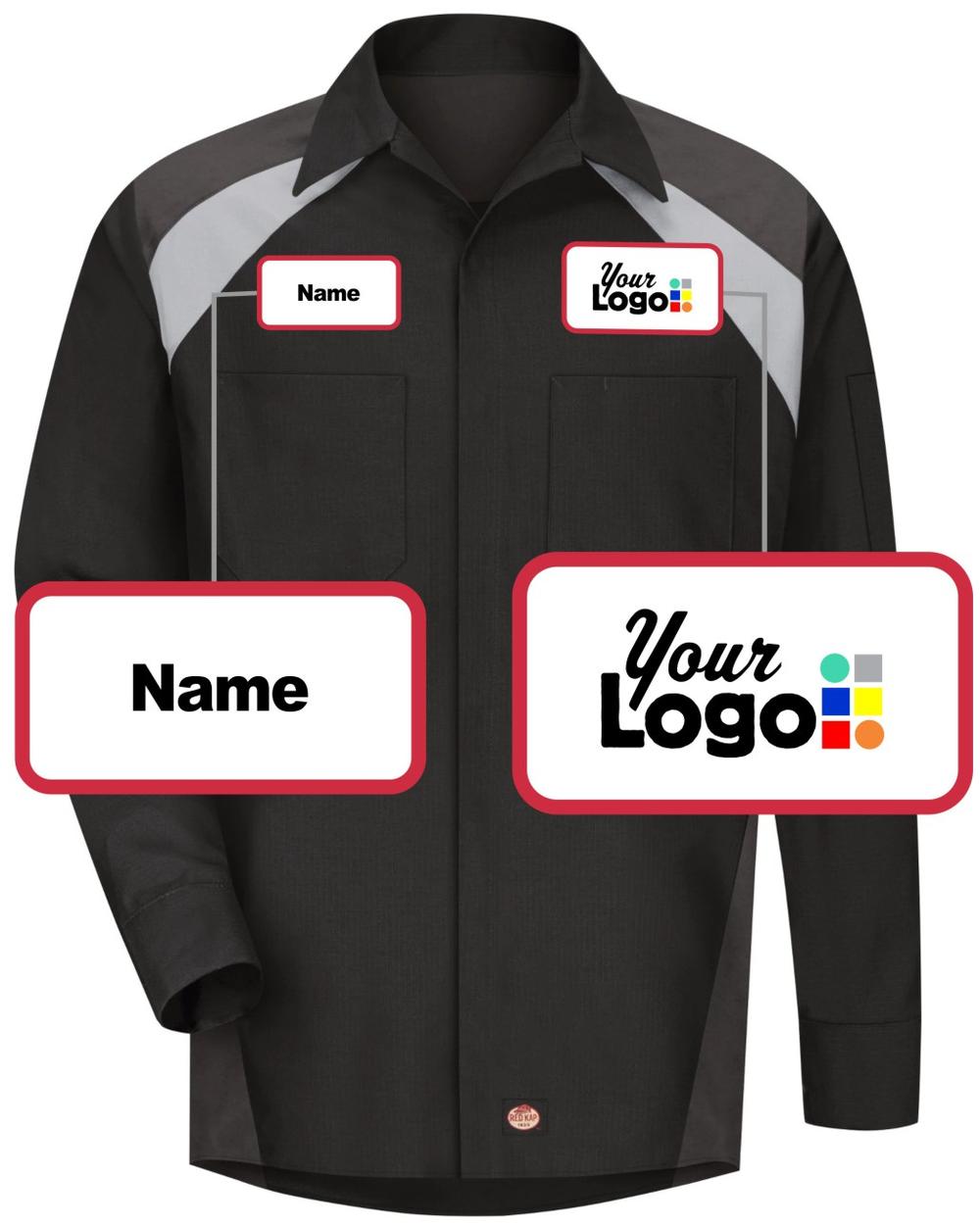 RedKap L/S Tri-Color Shop Custom Work Shirt, color: Black/Charcoal