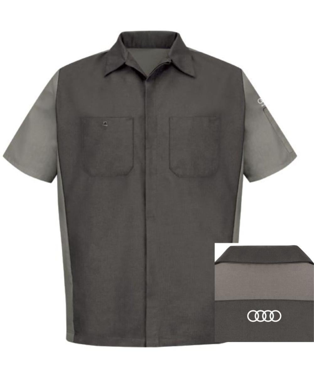 RedKap S/S Tech Automotive Shirt, color: Charcoal/Light Grey