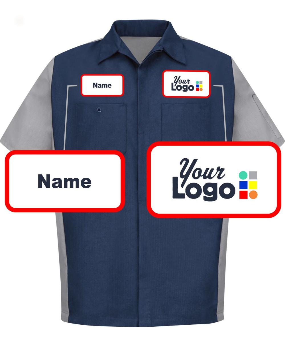 RedKap S/S Crew Custom Work Shirt, color: Navy/Grey