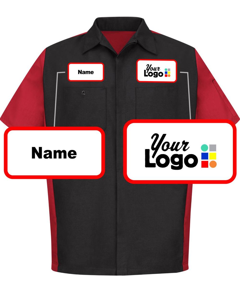 RedKap S/S Crew Custom Work Shirt, color: Black/Red