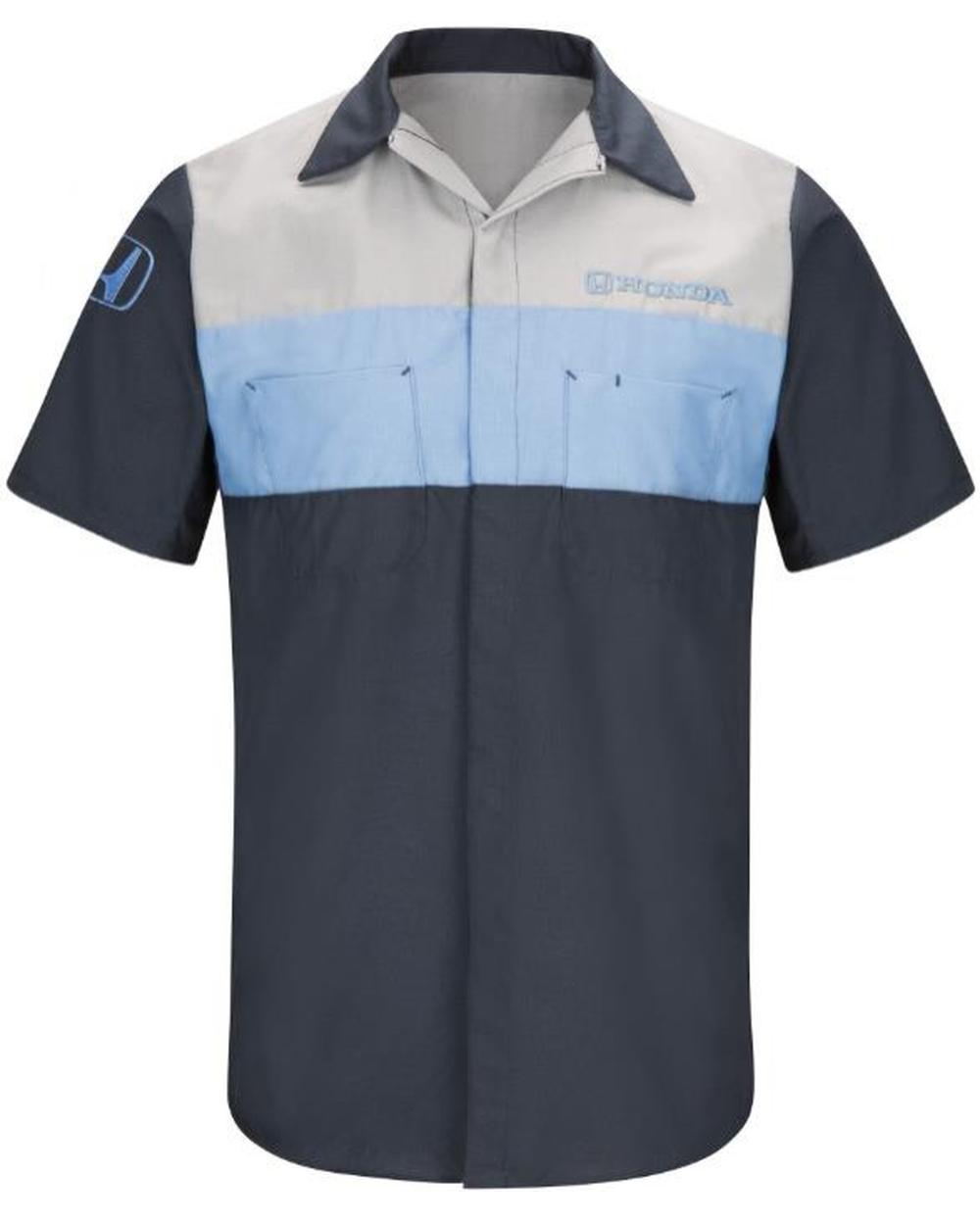 RedKap S/S Honda Technician Automotive Shirt, color: Navy/Light Grey