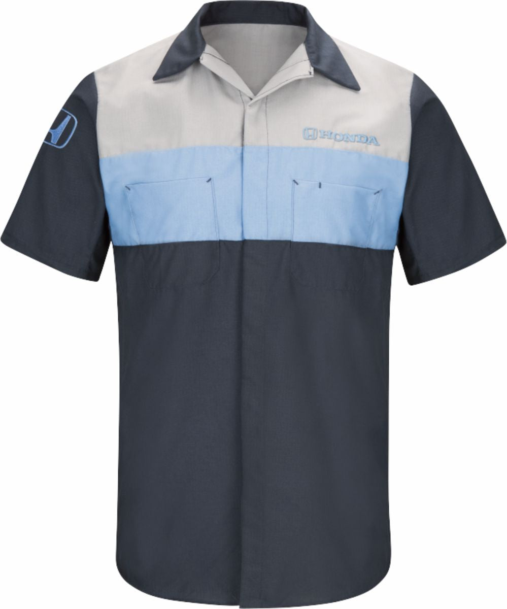RedKap S/S Honda Technician Automotive Shirt, color: Navy/Light Grey