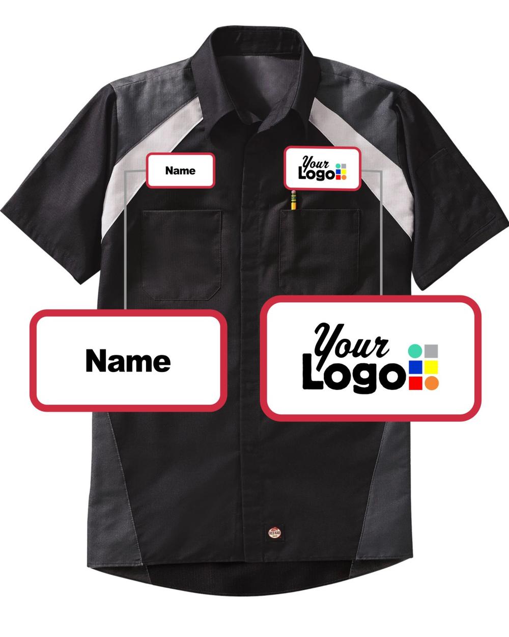 RedKap S/S Tri-Color Shop Custom Work Shirt, color: Black/Charcoal