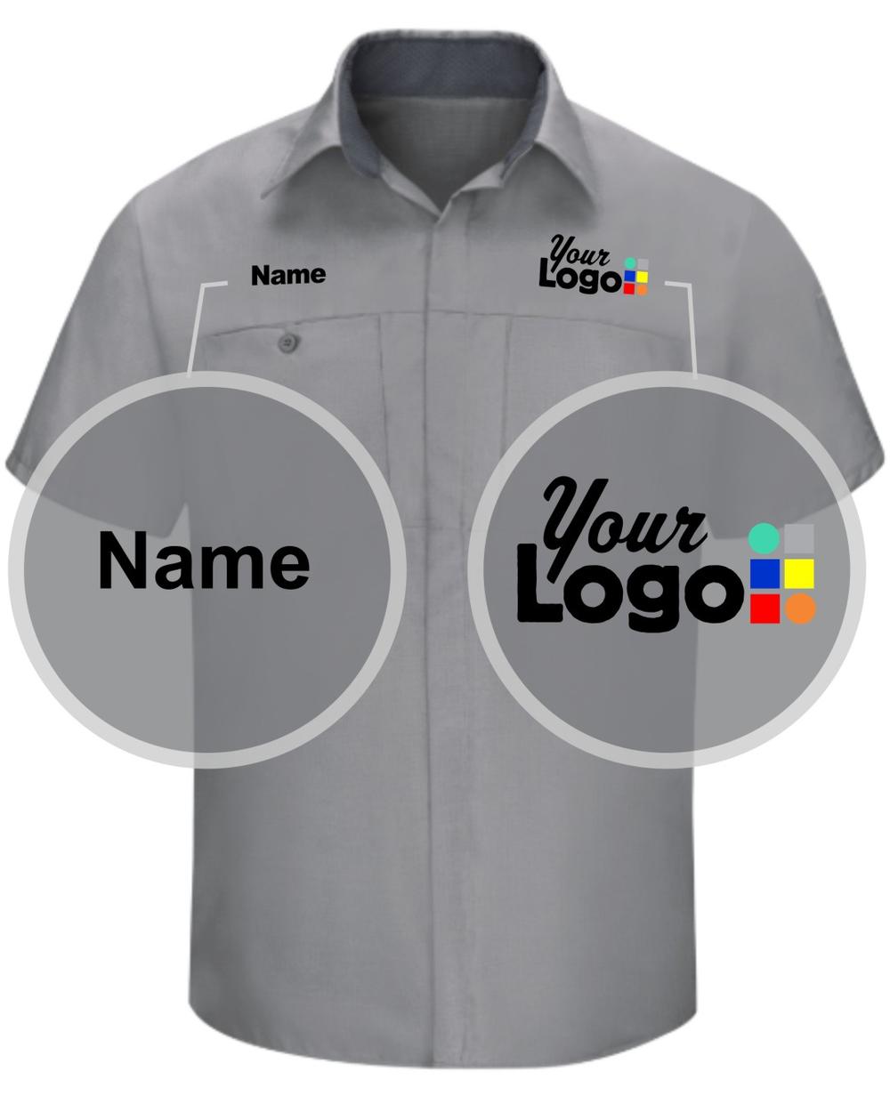 RedKap S/S Performance Plus Custom Work Shirt, color: Light Grey/Charcoal