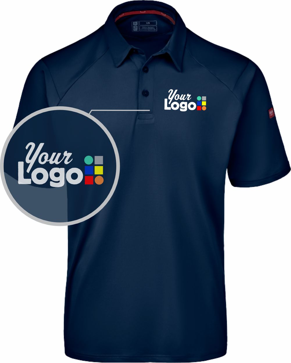 RedKap S/S Cooling Stretch Jersey Custom Golf Shirt, color: Navy