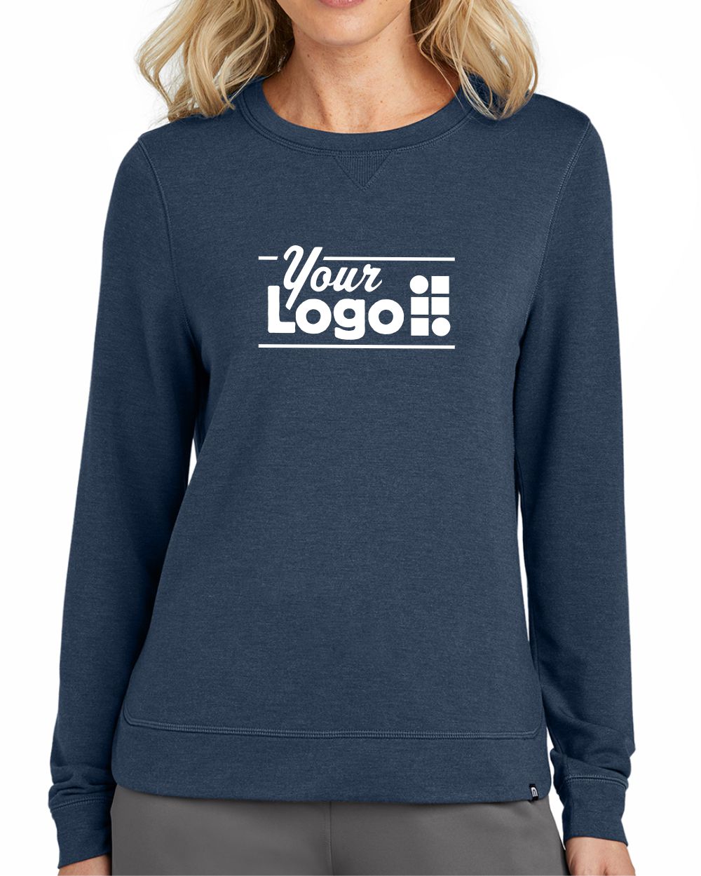 TravisMathew Long Weekend Crew Custom Sweatshirt, color: Blue Nights Heather