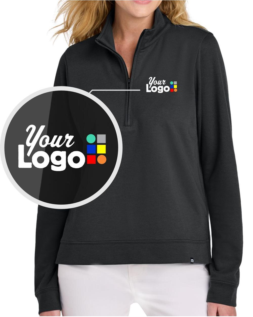TravisMathew Women's Coveside 1/2 Zip Custom Pullover, color: Black