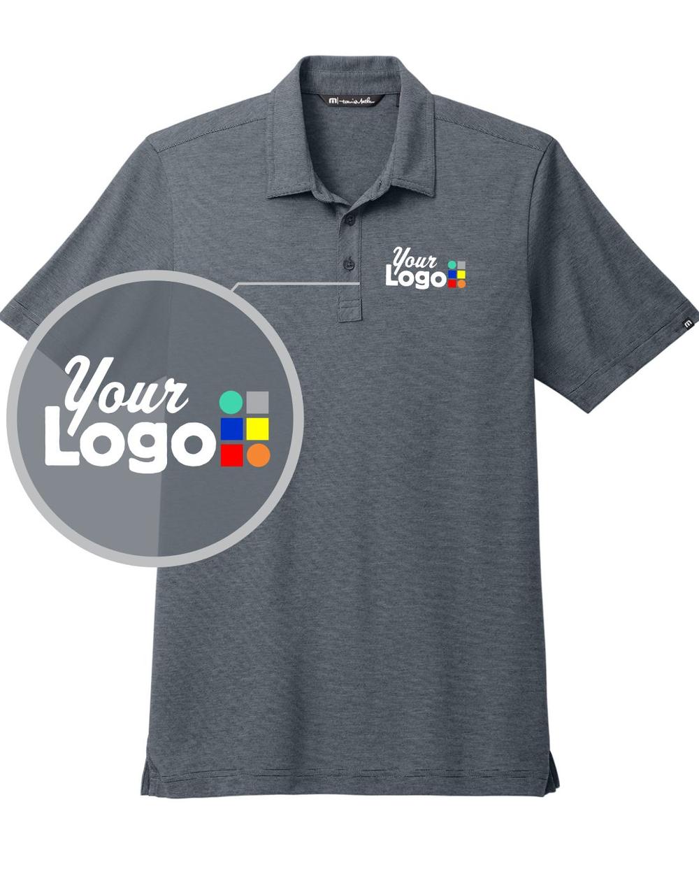 TravisMathew S/S Sunnyvale Custom Golf Shirt, color: Blue Nights Heather