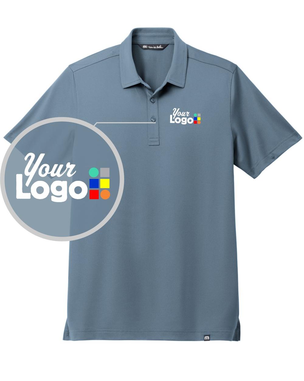 TravisMathew S/S Cabana Solid Custom Golf Shirt, color: Light Denim Blue