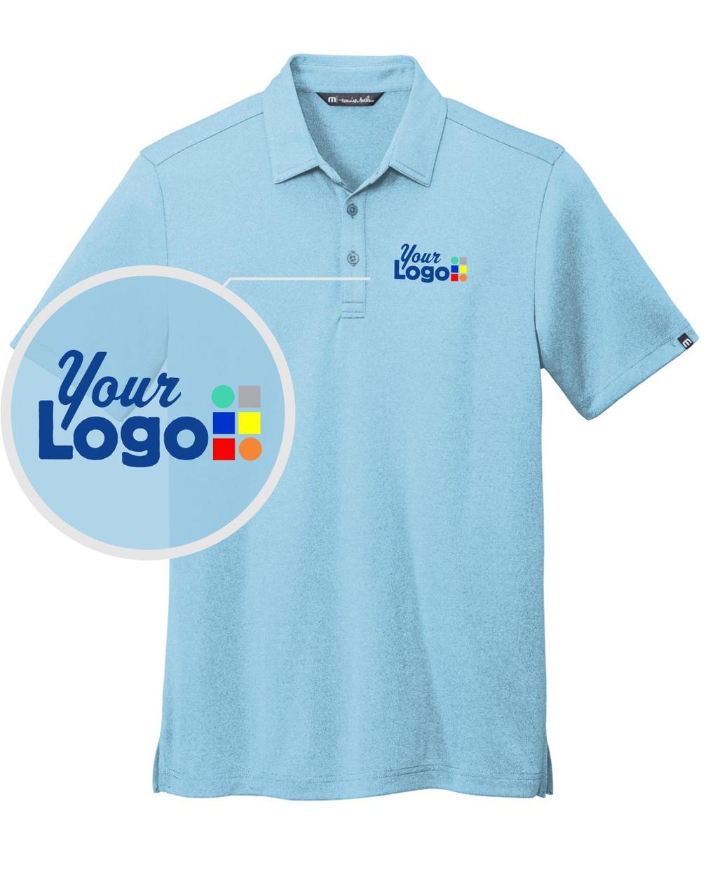 TravisMathew S/S Coto Performance Custom Golf Shirt, color: Brilliant Blue Heather